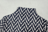Women's Cut-Out Striped Halter Neck Long Sleeve Printed Bodycon Dress