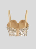 Strap Sequin Sexy Strap Corset Top
