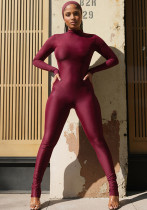 Women's Autumn/Winter Solid Color Half-High Neck Long Sleeve Zipper Tight Slim Jumpsuit Women's Autumn/Winter Solid Color Half-High Neck Long Sleeve Zipper Tight Slim Jumpsuit