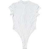 Women's Autumn/Winter Fashion Zipper Sexy Cut-Out Solid Color Tight-Fitting Short Sleeve Bodysuit