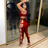 Women's Fashion Sexy Cut-Out Nightclub Tight-Fitting Low Back Jumpsuit