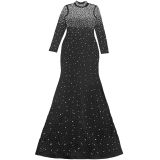 Women's Fashion Elegant High Neck Beaded Pearl Bodycon Dress