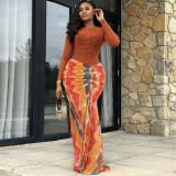 Women's Autumn/Winter Fashion Sexy Long Sleeve Slim-Fit Printed Bodycon Dress