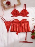 Sexy Red Cut-Out Erotic Lingerie Set