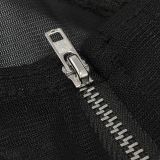 Women's Fashion Sexy Strap Sequin Mesh See-Through Zipper Midi Dress