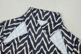 Women's Cut-Out Striped Halter Neck Long Sleeve Printed Bodycon Dress