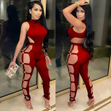 Women's Fashion Sexy Cut-Out Nightclub Tight-Fitting Low Back Jumpsuit