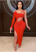 Women's Sexy Nightclub Cut-Out Irregular Maxi Dress