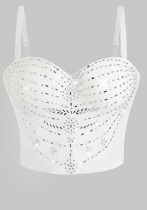 Sexy Rhinestone Strap Slim-Fit Corset Top