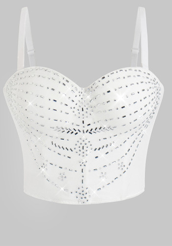 Sexy Rhinestone Strap Slim-Fit Corset Top