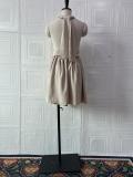 Women's Summer Halter Neck Solid Color Slim Waist Short Dress