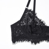 Women Sexy Lace Lace Eyelash Camisole Four-Piece Set Sexy Lingerie