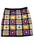Women Casual Solid Long-Sleeve Top and Printed Skirt Two-Piece Set