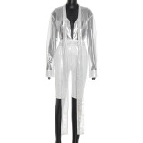 Women Autumn Lace-Up Top and Knee-Length Shorts Two-Piece Set