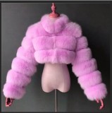 Women Furry Stand Collar Zipper Long-Sleeved Jacket