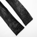 Women Autumn Lace-Up Top and Knee-Length Shorts Two-Piece Set