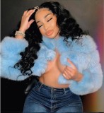 Women Furry Stand Collar Zipper Long-Sleeved Jacket