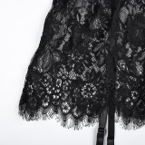 Women Lace Print Camisole See-Through Irregular Two-Piece Sexy Lingerie