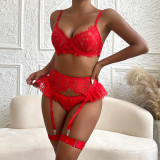 Women Sexy Lace Lace Eyelash Camisole Four-Piece Set Sexy Lingerie