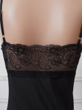 Plus Size Women Sexy Lace Slit Slip-On Sexy Maxi Dress Set