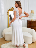 Women Sexy Beach Dress White Cover-up Lace Maxi Dress