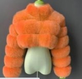 Women Furry Stand Collar Zipper Long-Sleeved Jacket