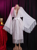 Women Mesh Black and White Summer Robe