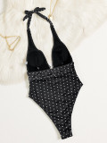 Women Sexy Polka Dot Print One-Piece Swimsuit