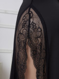 Plus Size Women Sexy Lace Slit Slip-On Sexy Maxi Dress Set