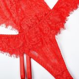 Women Sexy Lace Lace Eyelash Camisole Four-Piece Set Sexy Lingerie