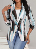 Women Casual Geometric Elegant Button Blazer