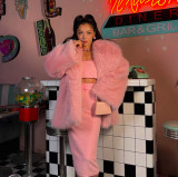 Women Pink Furry Jacket