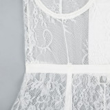 Women Lace Print Camisole See-Through Irregular Two-Piece Sexy Lingerie