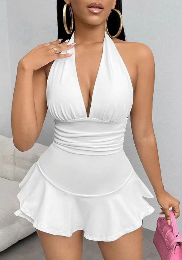 Women Solid Backless Bodysuit