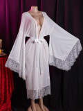 Women Mesh Black and White Summer Robe