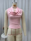 Women Halter Neck Plunge Neck Sleeveless Crop Top