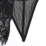 Women Lace Print Camisole See-Through Irregular Two-Piece Sexy Lingerie