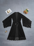 Women Mesh Black and White Summer Robe