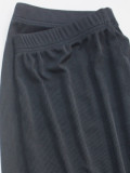 Women Spring/Autumn Solid Stand Collar Long-Sleeved Slit Top and Pant Two-Piece Set