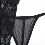 Women Lace Print Camisole See-Through Irregular Two-Piece Sexy Lingerie