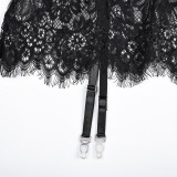 Women Lace Print Camisole See-Through Irregular Two-Piece Sexy Lingerie