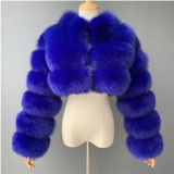 Women Furry Stand Collar Zipper Long-Sleeved Jacket
