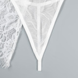 Women Lace Print Camisole See-Through Irregular Two-Piece Sexy Lingerie