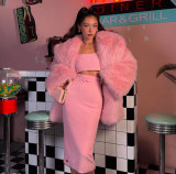 Women Pink Furry Jacket