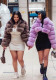 Women Furry Stand Collar Zipper Long-Sleeved Jacket