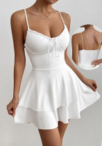 Women Solid Beach Sleeveless Sexy Suspender Dress