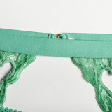 Women Lace Patchwork Bow Cross Garter Sexy Lingerie Three-Piece
