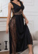 Women Black and White Slip-On Nightgown
