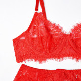 Women Sexy Lace Lace Eyelash Camisole Four-Piece Set Sexy Lingerie