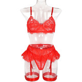 Women Sexy Lace Lace Eyelash Camisole Four-Piece Set Sexy Lingerie